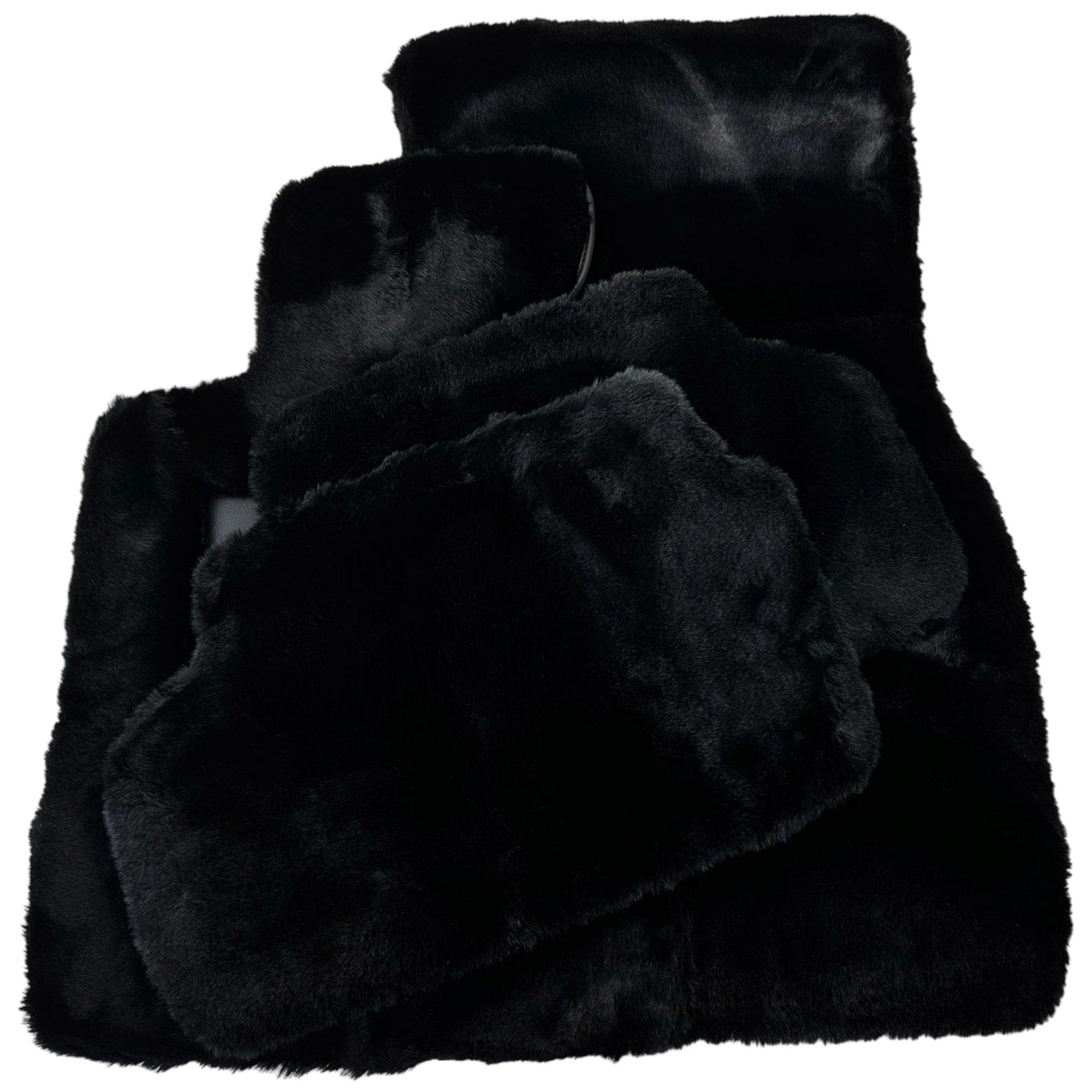 Black Sheepskin Floor Mats For BMW X3 - E83 SUV No Steps Edition - AutoWin
