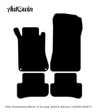Black Sheepskin Floor Mats For Mercedes Benz C-Class W203 Sedan (2000-2007) | ER56 Design - AutoWin