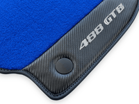 Blue Floor Mats For Ferrari 488 Gtb 2016-2022 Carpets With Carbon Fiber Leather - AutoWin