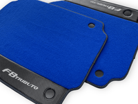 Blue Floor Mats For Ferrari F8 Tributo 2019-2022 With Carbon Leather - AutoWin