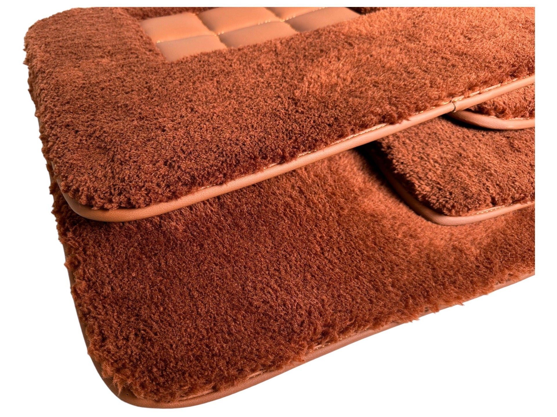 Brown Sheepskin Floor Mats For Rolls Royce Cullinan Rr31 2018-2023 Er56 Design Brand - AutoWin