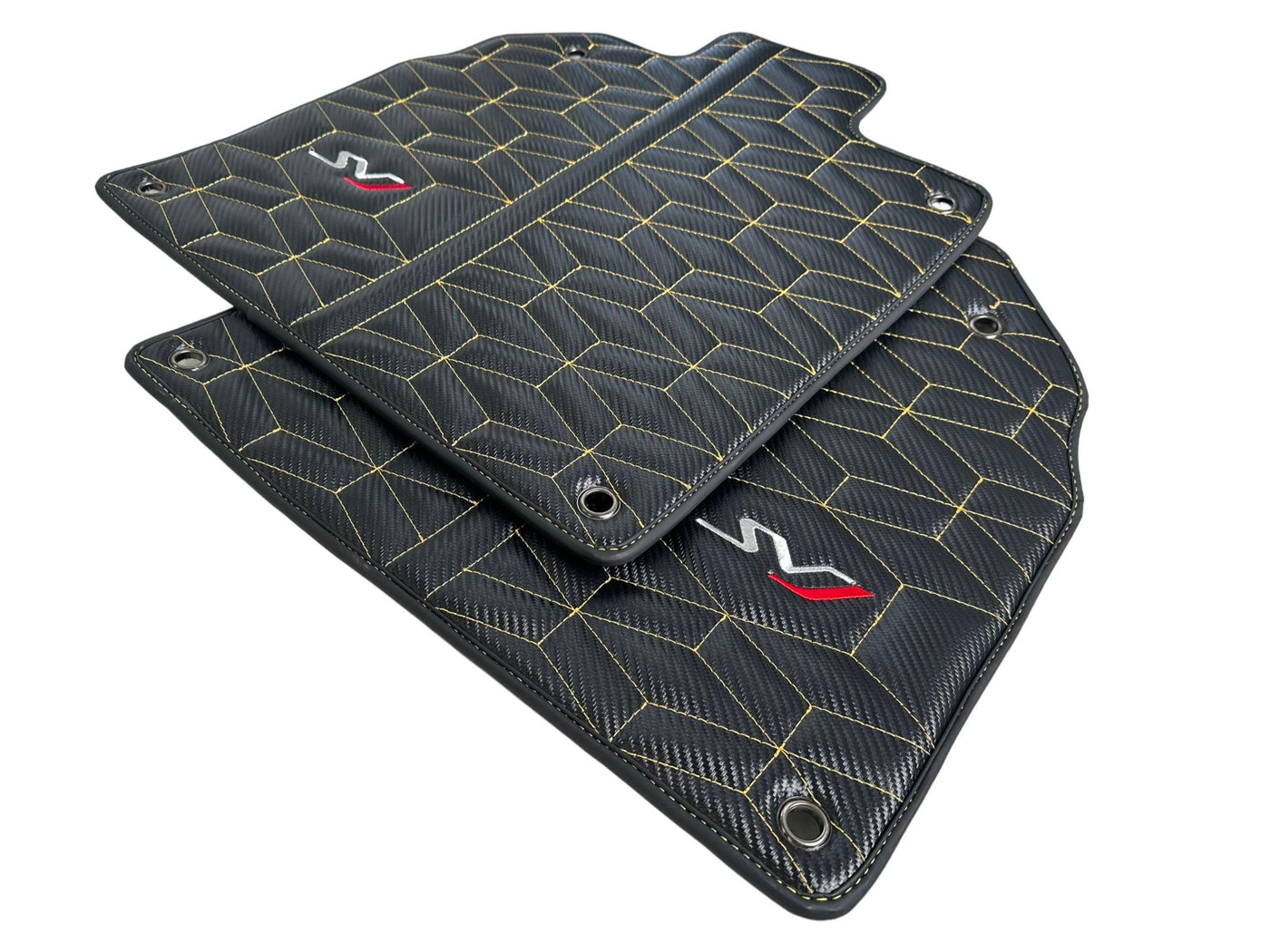Carbon Leather Floor Mats for Lamborghini Aventador SVJ Limited Edition - AutoWin