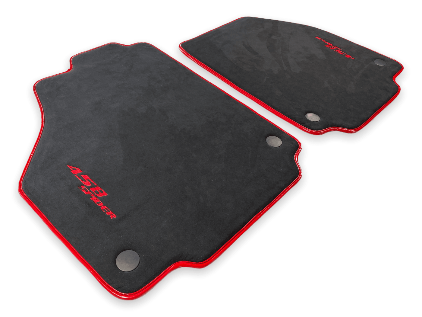 Floor Mats For Ferrari 458 Spider (2012-2015) Alcantara Leather Red Trim - AutoWin