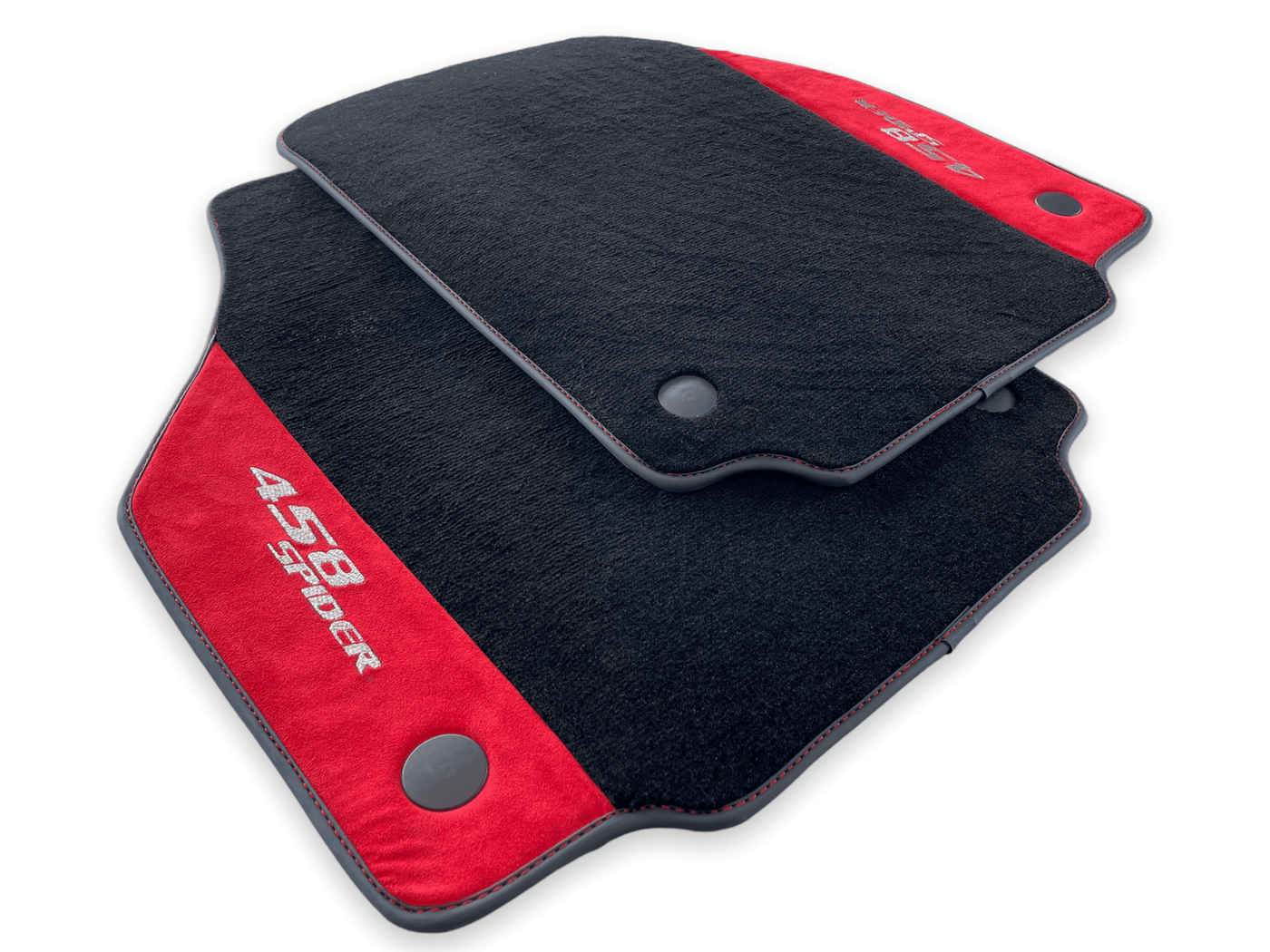 Floor Mats For Ferrari 458 Spider 2012-2015 Red Alcantara Leather - AutoWin