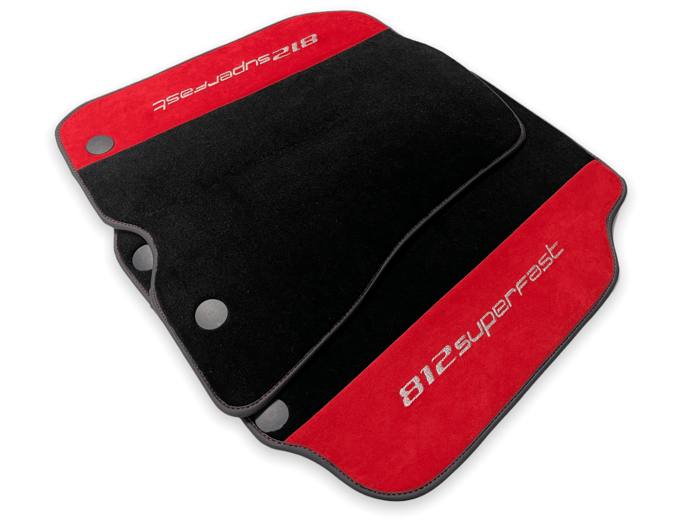 Floor Mats For Ferrari 812 Superfast Red Aclantara And Black Carpet - AutoWin
