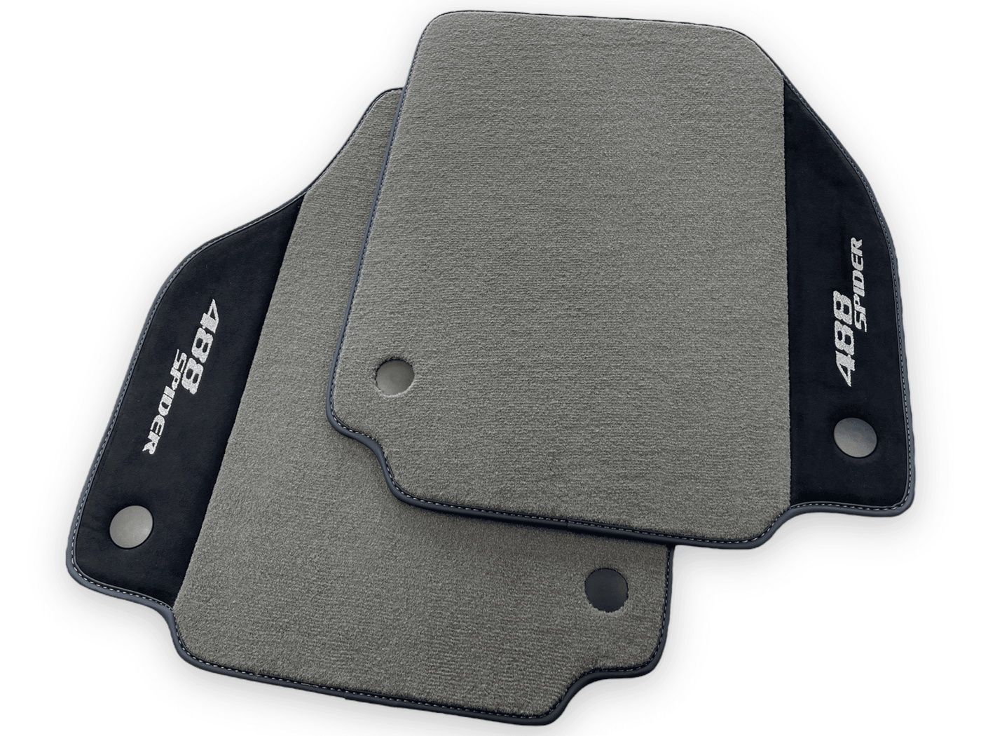 Gray Floor Mats For Ferrari 488 Spider 2015-2022 Alcantara Leather - AutoWin
