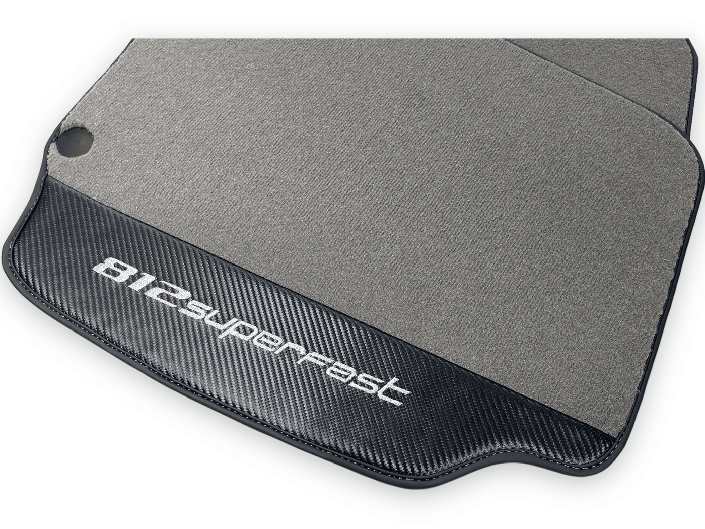 Gray Floor Mats For Ferrari 812 Superfast With Carbon Fiber Leather - AutoWin