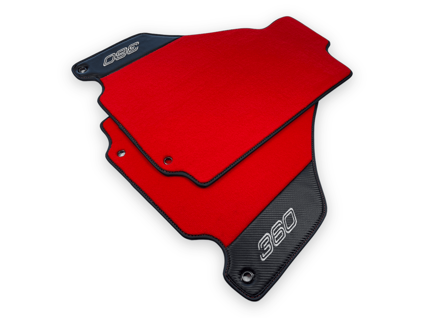 Red Floor Mats For Ferrari 360 Modena 1999-2005 With Carbon Fiber Leather - AutoWin