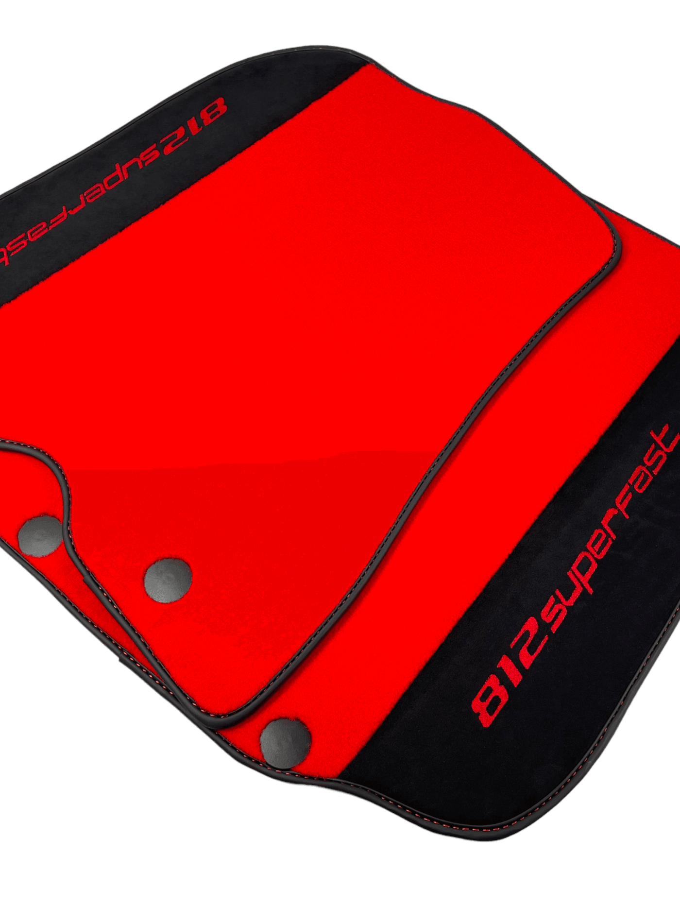 Red Floor Mats For Ferrari 812 Superfast With Alcantara Leather - AutoWin