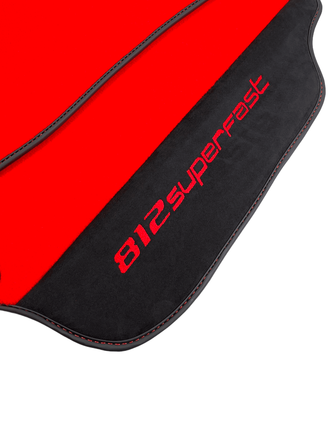 Red Floor Mats For Ferrari 812 Superfast With Alcantara Leather - AutoWin